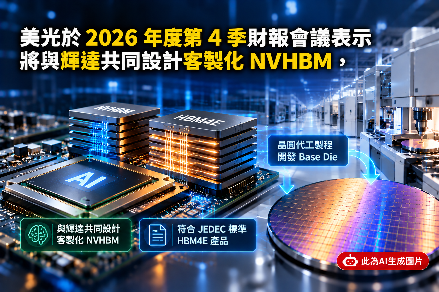 美光 NVHBM 改採外部晶圓代工　客製 HBM 瞄準輝達、毛利率反而看升