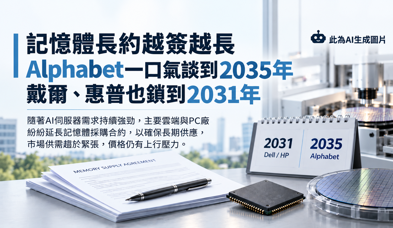 記憶體長約越簽越長 Alphabet談到2035年、戴爾惠普鎖到2031年